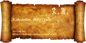 Kabdebo Máté névjegykártya